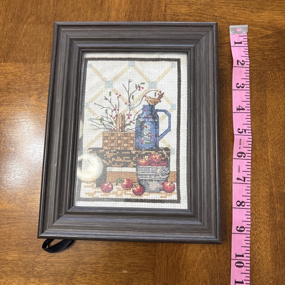 Handmade Crossstitch Country Apples Baskets VTG